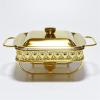 XQKXHZ 2 Qt Chafing Dish Buffet Set, Chafers and Buffet Warmer Sets with Lid, Food Warmers for Parties Buffets Outdoor Christmas Halloween,Gold view 3