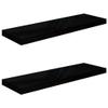 vidaXL Set of 2 Floating Wall Shelves - High Gloss Black Finished, Honeycomb MDF Metal Frame, Invisible Mounting, 31.5"x9.3"x1.5", Modern Home Decor view 1