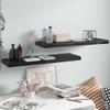 vidaXL Set of 2 Floating Wall Shelves - High Gloss Black Finished, Honeycomb MDF Metal Frame, Invisible Mounting, 31.5"x9.3"x1.5", Modern Home Decor view 2
