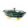 XQKXHZ Chafing Dish Buffet Set, Ceramics Chafer with Imitation Marble Finish, Chafer and Buffet Warmer Set for Buffet Weddings, Parties, Banquets, Catering Events,Christmas,Halloween,Green,A view 1