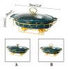 XQKXHZ Chafing Dish Buffet Set, Ceramics Chafer with Imitation Marble Finish, Chafer and Buffet Warmer Set for Buffet Weddings, Parties, Banquets, Catering Events,Christmas,Halloween,Green,A view 2