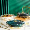 XQKXHZ Chafing Dish Buffet Set, Ceramics Chafer with Imitation Marble Finish, Chafer and Buffet Warmer Set for Buffet Weddings, Parties, Banquets, Catering Events,Christmas,Halloween,Green,A view 3