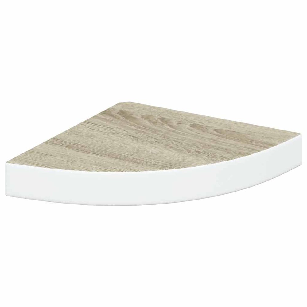 vidaXL Floating Wall Corner Shelf in Oak and White, Sturdy Honeycomb MDF and Metal Construction, Space-Saving Display Unit with Invisible Mounting System