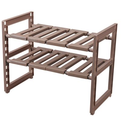 LFFH Under Sink Organizer, Organizer Under Bathroom Storage Rack with Hooks Hanging Cup Dividers Multi-Purpose Storage Shelf LYWY (Color : Brown 1, Size : 47x27.5x40cm)