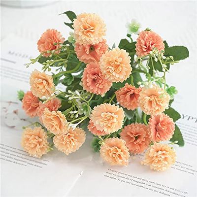HXSCOO Pink Artificial Flowers Bridal Bouquet in vase on Wedding Table Autumn Decoration Autumn Silk Flower Rose Carnation Fake Plant (Color : Light Brown)