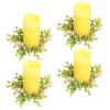 MISNODE 4 Pack Christmas Candle Rings, Artificial Eucalyptus Candle Holder Rings Wreath with Gold Berries, Mini Votive Pillar Candle Holder Candle Garland for Xmas Wedding Party Table Home Decor view 1