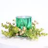 MISNODE 4 Pack Christmas Candle Rings, Artificial Eucalyptus Candle Holder Rings Wreath with Gold Berries, Mini Votive Pillar Candle Holder Candle Garland for Xmas Wedding Party Table Home Decor view 2