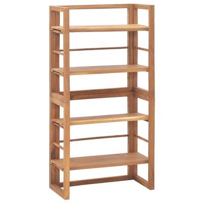 vidaXL Solid Teak Wood Shelving Unit 23.6"x11.8"x47.2"  Adjustable Shelves - Colonial Style - Indoor Storage - Ideal for Home & Office Use - Brown'
