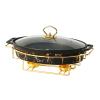 XQKXHZ Chafing Dish Buffet Set, Ceramics Chafer with Imitation Marble Finish, Chafer and Buffet Warmer Set for Buffet Weddings, Parties, Banquets, Catering Events,Christmas,Halloween,Black,B view 1