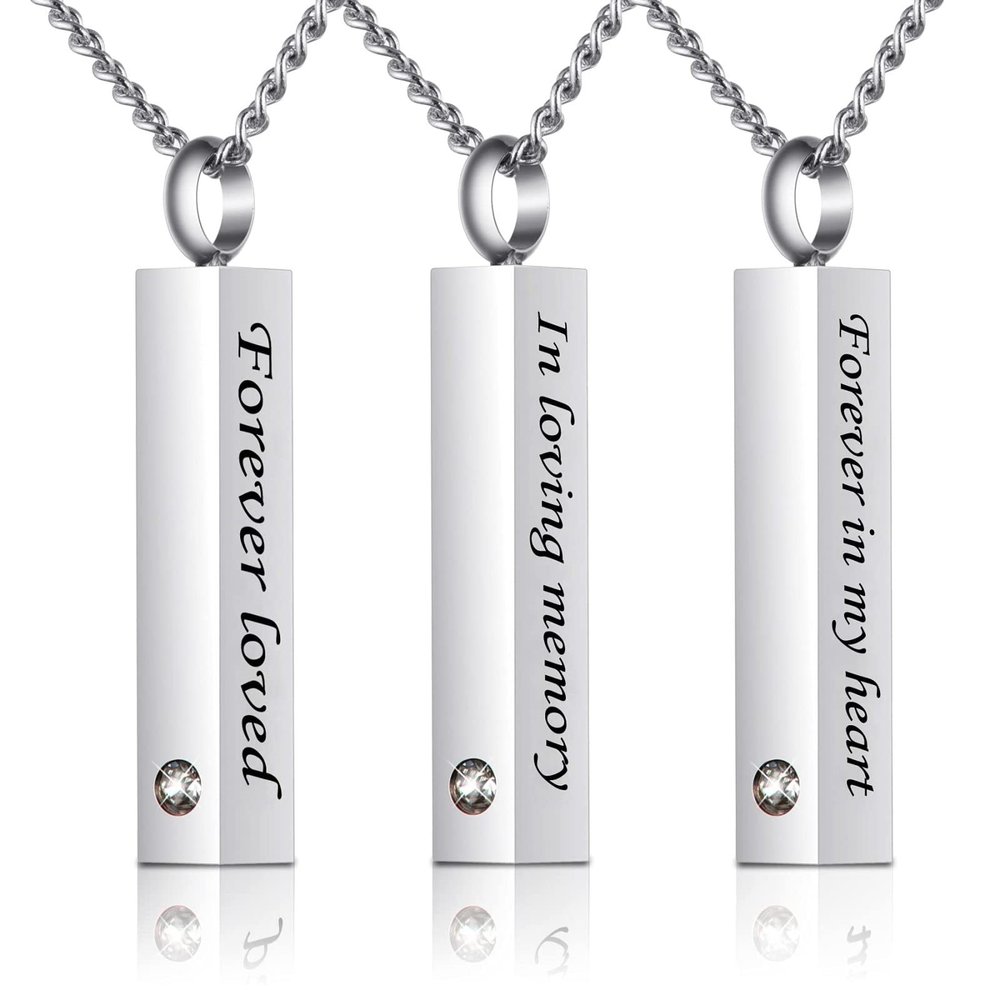SHEIL 3ps Long Strip Cremation Ashes Memorial Jewelry Charm's Men and Women Keepsake Urn Necklace Can Hold Ashes Pendant,2