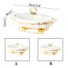 XQKXHZ Chafing Dish Buffet Set, Ceramics Chafer with Imitation Marble Finish, Chafer and Buffet Warmer Set for Buffet Weddings, Parties, Banquets, Catering Events,Christmas,Halloween,White,B view 2