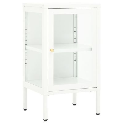 vidaXL - Modern White Sideboard with Tempered Glass Doors and Adjustable Shelves, Sturdy Metal Construction, Suitable for Home and Office Decor