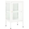 vidaXL - Modern White Sideboard with Tempered Glass Doors and Adjustable Shelves, Sturdy Metal Construction, Suitable for Home and Office Decor view 1