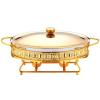 XQKXHZ Stainless Steel Chafing Dish 2 Quart Full Size Buffet Chafer Set with Water Pan, Food Pan, Fuel Holder and Lid for Buffet, Weddings, Parties, Christmas,Gold view 1
