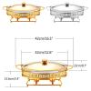XQKXHZ Stainless Steel Chafing Dish 2 Quart Full Size Buffet Chafer Set with Water Pan, Food Pan, Fuel Holder and Lid for Buffet, Weddings, Parties, Christmas,Gold view 2