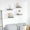 vidaXL Set of 4 - High Gloss Gray Floating Wall Shelves - Honeycomb MDF and Metal Frame - 9.1"x9.3"x1.5" view 2