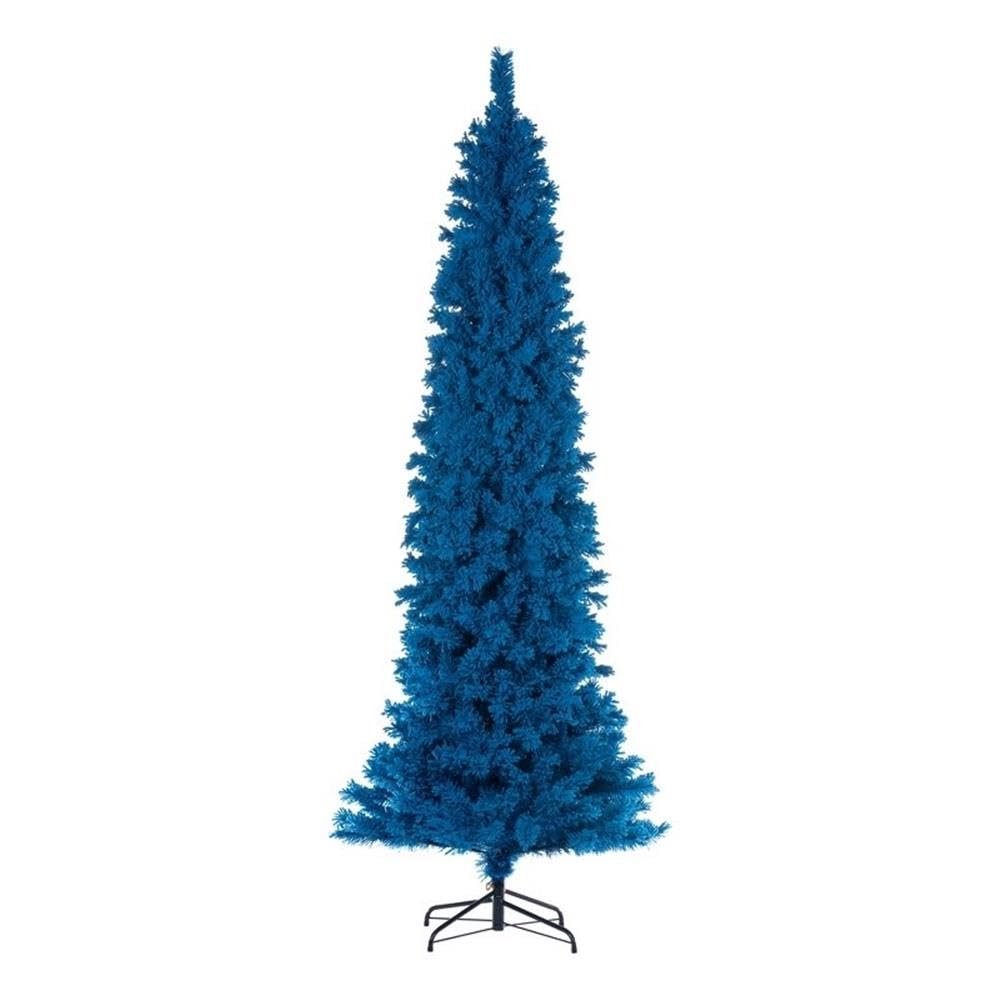 Vickerman 6.5' x 27" Flocked Turquoise Fir Artificial Unlit Pencil Christmas Tree.