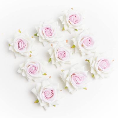 HXSCOO 100PCS Artificial Flowers Wedding Decorative Christmas Wreaths Silk Roses Head Wholesale Bridal Accessories Clearance Home Decor (Color : Pink White, Size : 100 Pieces)