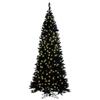 Vickerman 9' x 47" Flocked Black Fir Slim Christmas Tree, Warm White LED Mini Lights. view 1