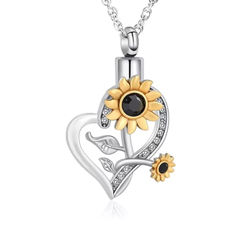 SHEIL Sunflower Urn Pendant Necklace for Women Girl Jewelry Gift Memorial Human/Pet Cremation Ashes Keepsake,2