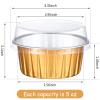 150 Pcs Aluminum Foil Baking Cup Disposable Ramekins with Lids 5oz Mini Cupcake Liners Flan Mold Mini Cake Pans with Lids Disposable Cake Tins for Pudding Desert Creme Brulee (Gold, Silver) view 2