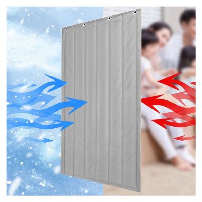 HSYFdy Warm Windproof Door Curtain, Soundproof Winter Curtain Thicken Thermal Foil Insulation Curtains for Air Conditioner Heater Room/Kitchen (Color : Gray, Size : 80x200cm/31.5x78.74in)