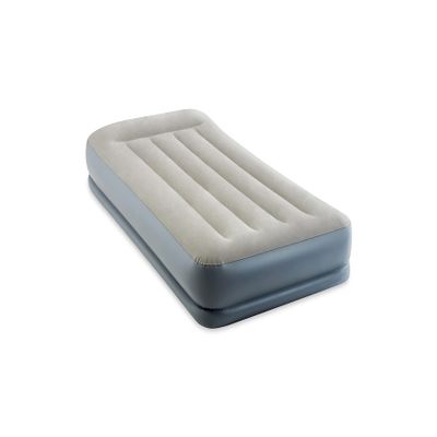 Intex 64115ED Dura-Beam Standard Pillow Rest Air Mattress: Fiber-Tech  Twin Size  Built-in Electric Pump  12in Bed Height  300lb Weight Capacity