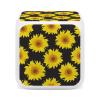 Donnapink Yellow Sunflowers Seamless On Black Mini Digital Alarm Clock, Wake Up Bedside Clock with LED Night Glowing Cube Display and Temperature Feature view 1