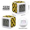 Donnapink Yellow Sunflowers Seamless On Black Mini Digital Alarm Clock, Wake Up Bedside Clock with LED Night Glowing Cube Display and Temperature Feature view 3