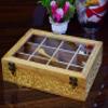 Decorative Masala Dabba Organizer with Glass Lid, 9 Fixed Compartments & Spoon, Spice Storage Container, Ideal for Seasonings & Herbs, Perfect for Gift (Yellow Albond-12 Fixed Container) view 1