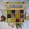 Decorative Masala Dabba Organizer with Glass Lid, 9 Fixed Compartments & Spoon, Spice Storage Container, Ideal for Seasonings & Herbs, Perfect for Gift (Yellow Albond-12 Fixed Container) view 2