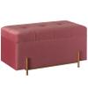 Fabulaxe Large Velvet Storage Ottoman Bench with Golden Legs, Rectangle Upholstered End of Bed Bench, Modern Blanket Storage, Foot of Bed or Window Seat (Pink) view 1