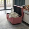 Fabulaxe Large Velvet Storage Ottoman Bench with Golden Legs, Rectangle Upholstered End of Bed Bench, Modern Blanket Storage, Foot of Bed or Window Seat (Pink) view 2