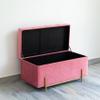 Fabulaxe Large Velvet Storage Ottoman Bench with Golden Legs, Rectangle Upholstered End of Bed Bench, Modern Blanket Storage, Foot of Bed or Window Seat (Pink) view 4