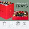 Christmas Extra Large Ornament Storage Container - Box Stores Up to 48  6 Ornaments  With 4 Individual Trays -Heavy Duty 600D Tear Resistant Material, Zippered, Adjustable Dividers. view 3