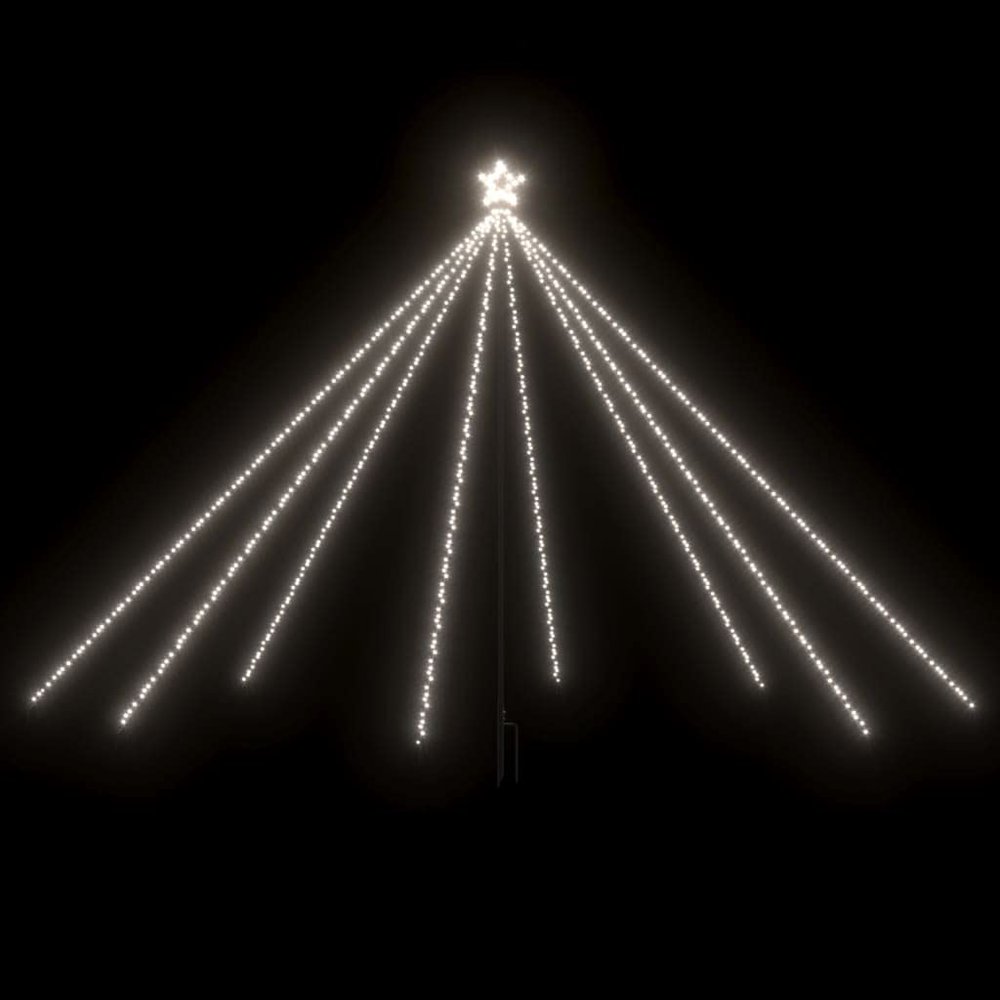 vidaXL Christmas Tree Lights with 576 LEDs, Multi-Effect Indoor and Outdoor Decoration - Cold White, 12 ft