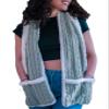5 STAR SUPER DEALS Sherpa Shawl Scarf With Large Pockets - Warm & Reversible Cable Knit Fleece With Inner Sherpa - Blanket Shoulder Wrap - Gray view 1