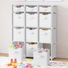 12 Cube Storage Organizer With Bins Included - Closet Storage With 12 Storage Bins - Easy To Assemble Storage Unit With Drawers - Closet Organization For Clothes, Bedroom, Nursery, & Toys (White-Grey) view 2