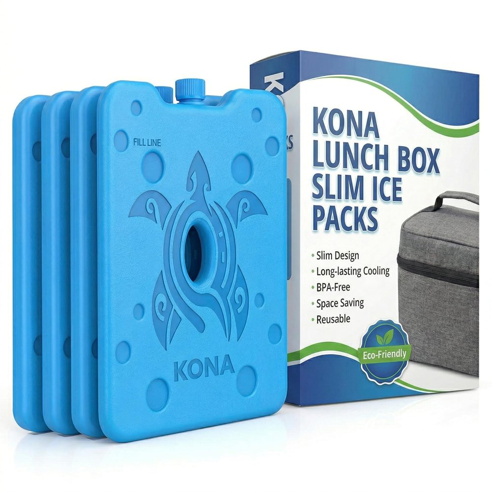 Kona Lunch Box Ice Packs For Kids Stays Cold All Day Reusable Gel Pack For Lunchbox, Lunch Bag, Bento Box (4)
