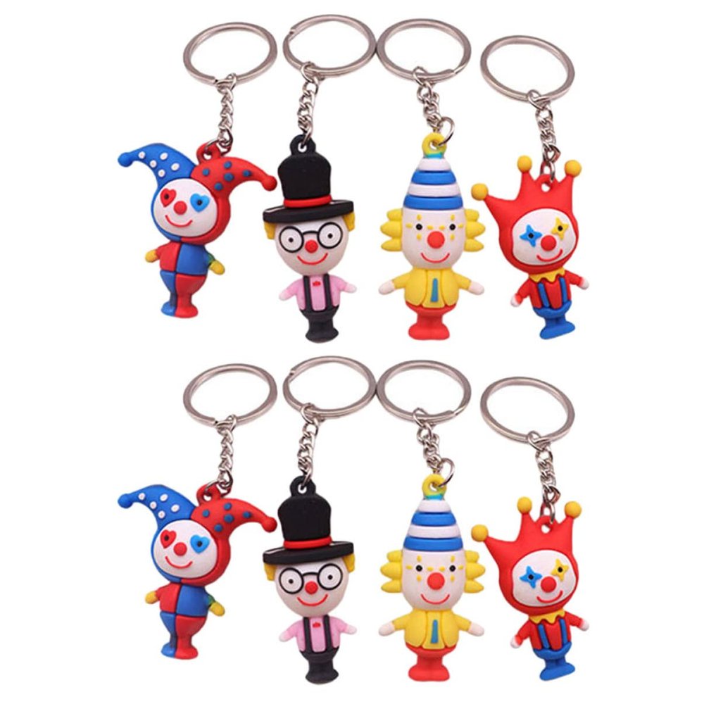 ibasenice 8pcs Clown Keychains Cute Cartoon Pendant for Bags Multi-functional Decorative Accessories for Boys and Girls and Adults for
