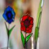 3D Stained Glass Flower Home Decor Ornaments: Premium Handmade Glass Art in USA (Red & Blue (Set of 2)) view 3
