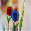 3D Stained Glass Flower Home Decor Ornaments: Premium Handmade Glass Art in USA (Red & Blue (Set of 2)) view 4