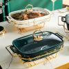 XQKXHZ Ceramics Chafing Dish Buffet Set, Marble Finish Chafing Dish, Rectangular Chafers for Buffet/Weddings/Parties/Banquets/Catering Events,White,B view 2