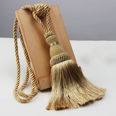 1PC Polyester Tassel Tiebacks Curtain Holder Handmade Tassel for Decoration Rope Curtain Hanging Balls for Livingroom Accessori,Gold,2pcs