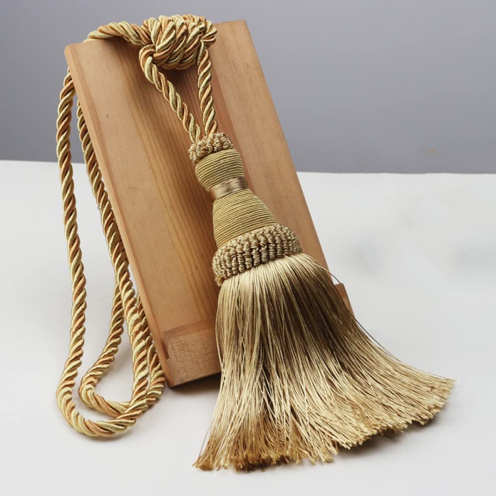 1PC Polyester Tassel Tiebacks Curtain Holder Handmade Tassel for Decoration Rope Curtain Hanging Balls for Livingroom Accessori,Gold,2pcs