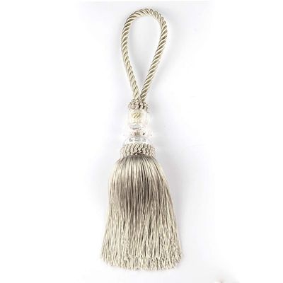 1Pc Tassels Fringe Silk Tassel Trim Garment Decoration Hanging Rope Key Tassel for DIY Curtain Accessories,Silver,2pcs