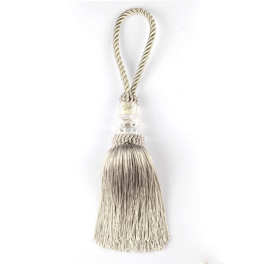 1Pc Tassels Fringe Silk Tassel Trim Garment Decoration Hanging Rope Key Tassel for DIY Curtain Accessories,Silver,2pcs