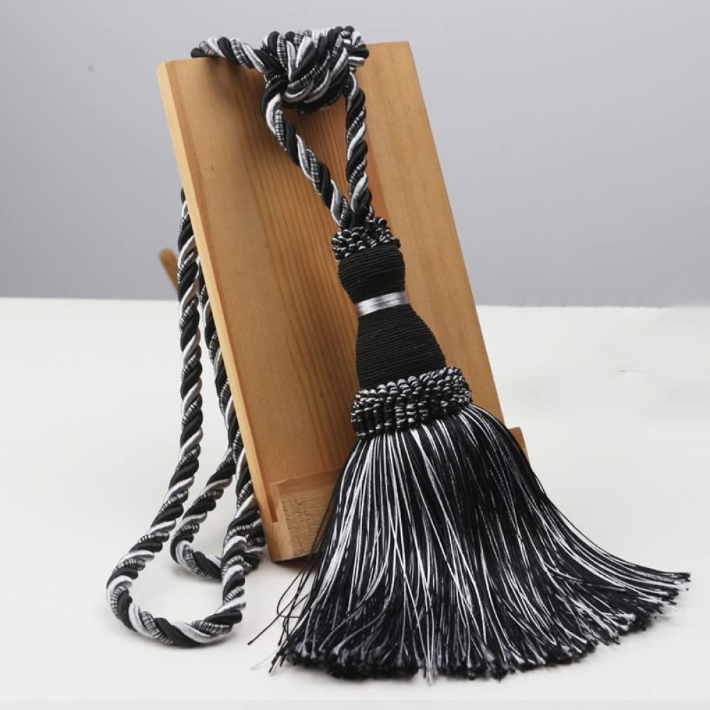 1PC Polyester Tassel Tiebacks Curtain Holder Handmade Tassel for Decoration Rope Curtain Hanging Balls for Livingroom Accessori,Black,4pcs