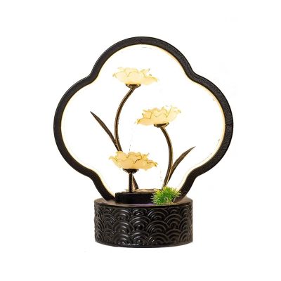 moisture Tabletop Fountain Indoor Desktop Water Fountains Lotus Fountain Crafts - Tabletop Decoration Fountain - Desktop Water Fountain for Home Indoor Fountain (Color : A)