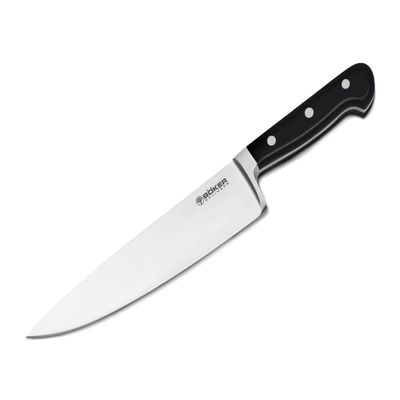Boker Heritage 8 Inch Chef's Kitchen Knife, Forged Stainless Steel, Classic Design, Made In Germany (Black POM)
